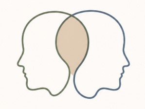 Logo com duas faces em perfil